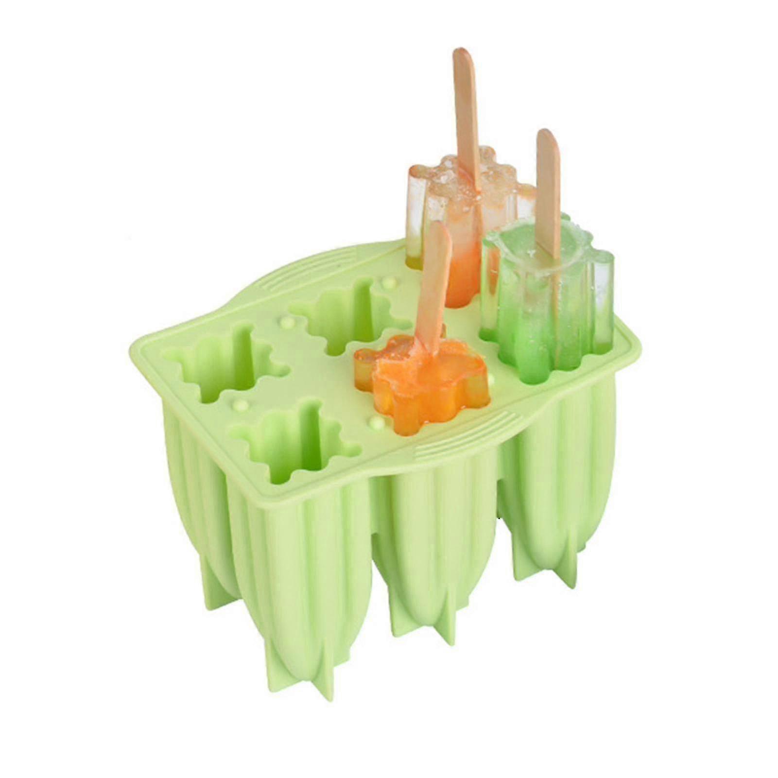 Spiral Ice Popsicle Bar Silicone Mould Flexible Easy Se Ice Mould With Lid For Summer 6-grid