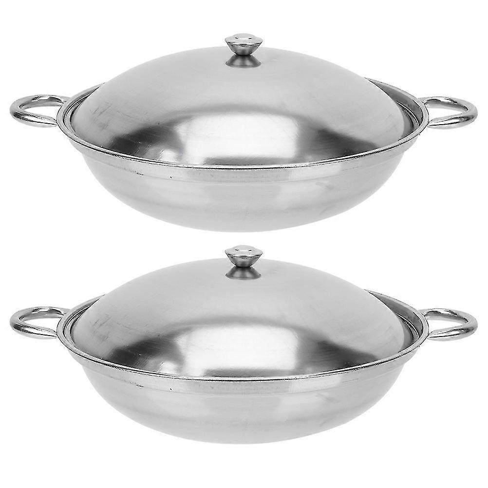 2pcs Stainless Steel Pot Practical Double Ear Pot Multi-purpose Pot Kitchen Cookware