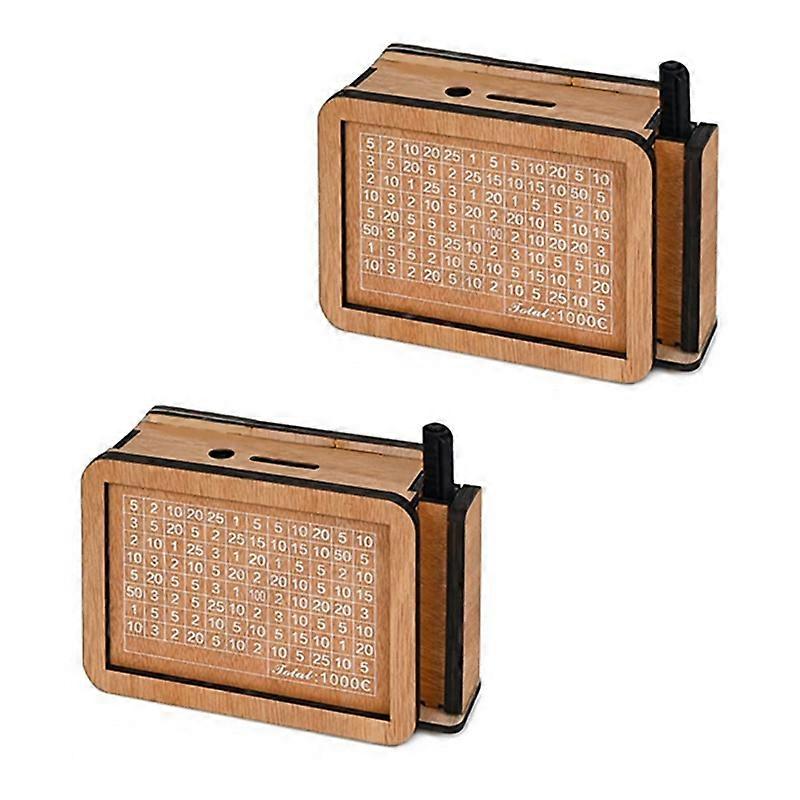 Two Wooden Money Box Brown Money Box Money Box Reusable Money Box With Money Goals And Numbers 1000