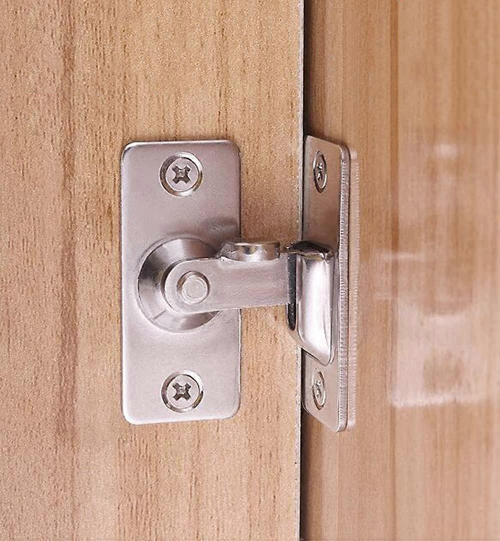 Small 90 Degree Right Angle Door Lock Latch Door and Window Latch Bolt Lock Push-Pull Rod Bolt barn Push-Pull Door Lock (2 Pack Silver)