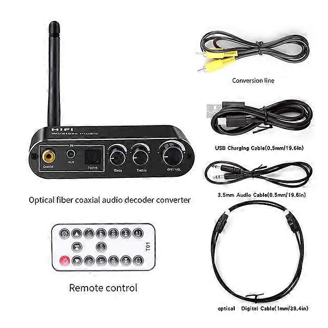 Wireless Bluetooth 5.1 Receiver Optical Fiber Coaxial Audio Decoder Converter U Disk AUX In Lossless For Old Computer T-V