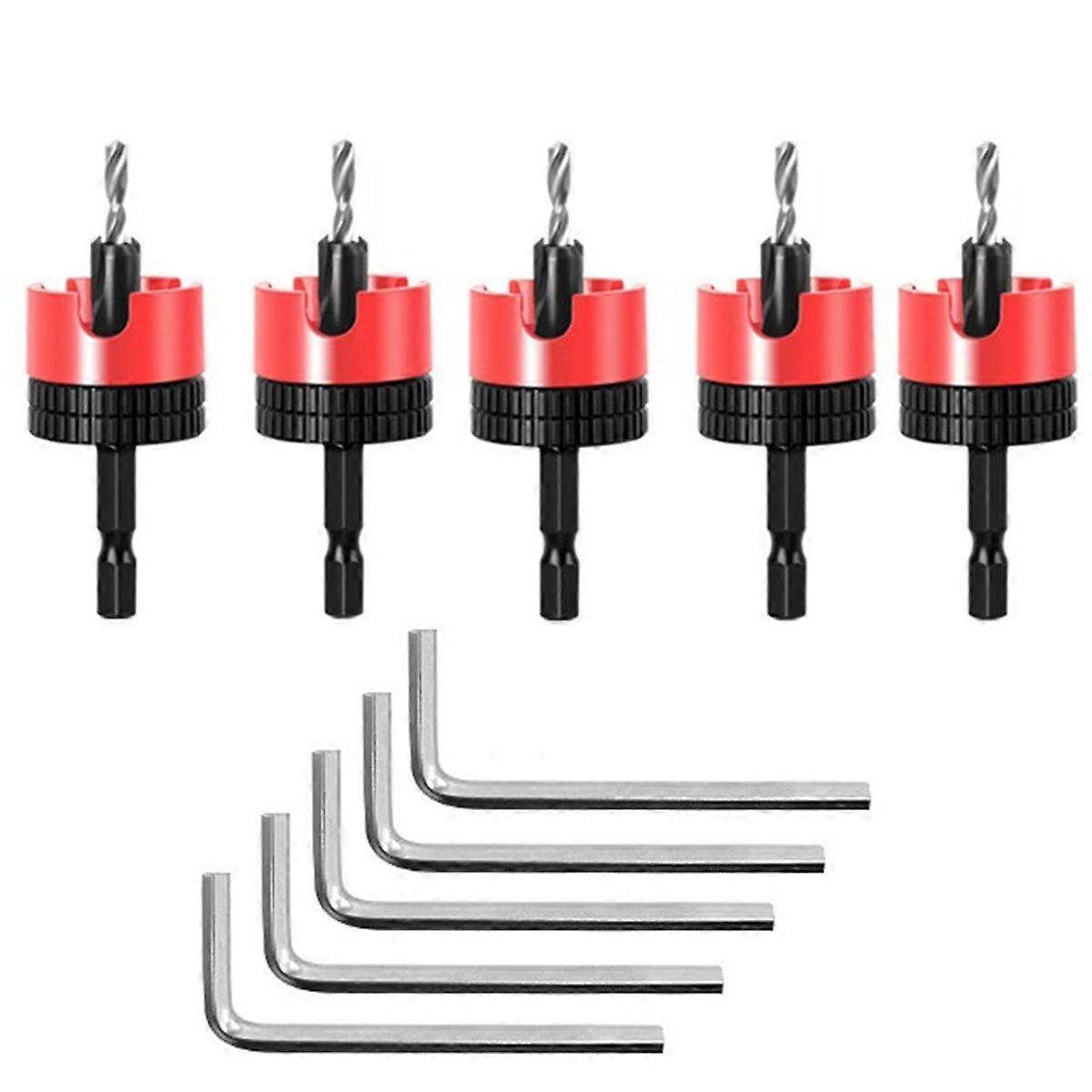 5pcs 8mm Shank Countersunk Drill Bit Woodworking Router Bit Core Limiter Drill Bits Hole Opener Router Bit