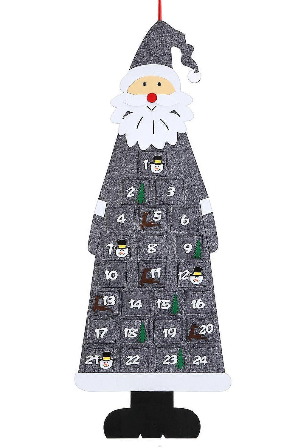 Christmas Advent Calendar Xmas Felt Santa Advent Calendar with 24 Pockets for Kids Gifts