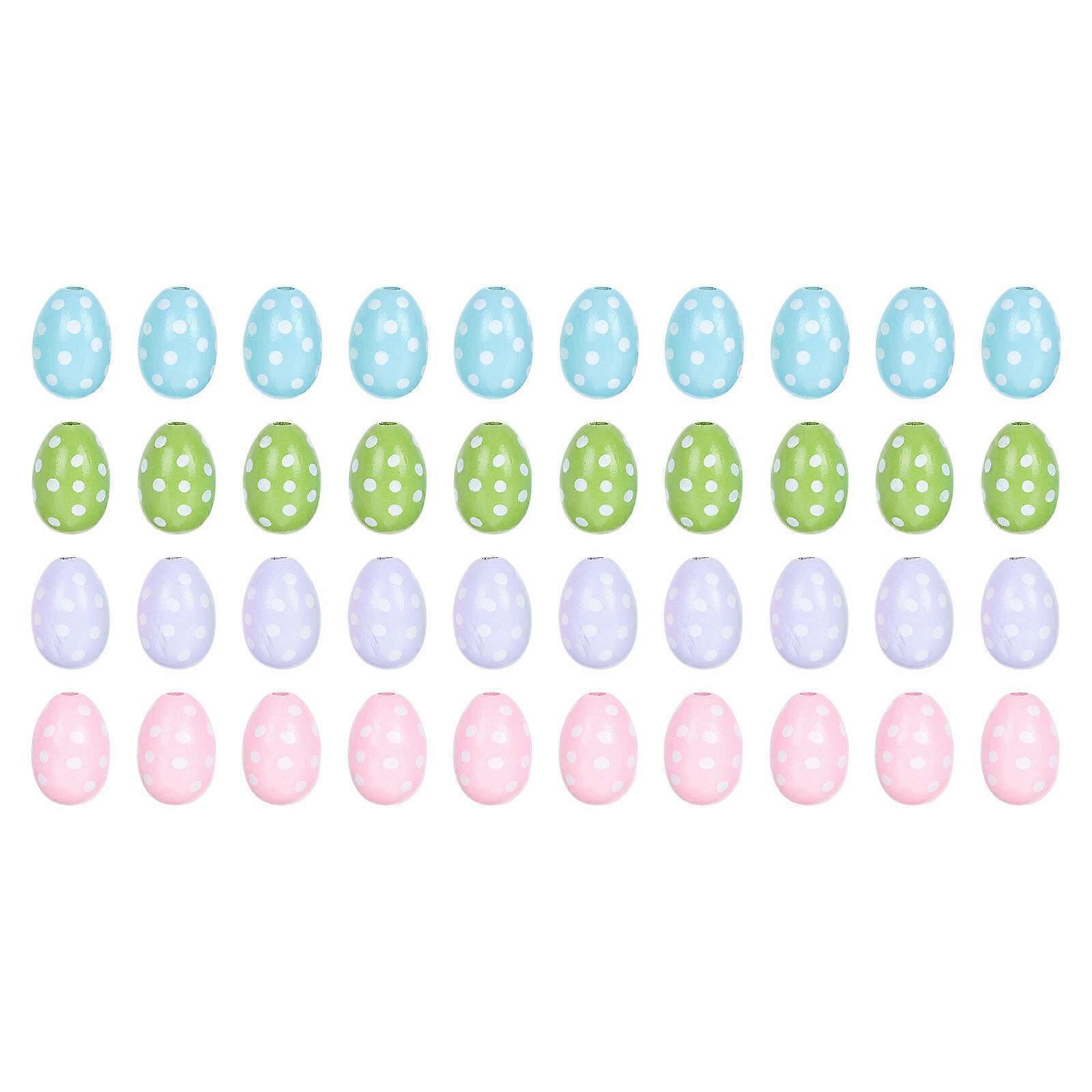 40 Pcs Easter Egg Shape Wooden Beads DIY Craft Making Beads DIY String Making Beads