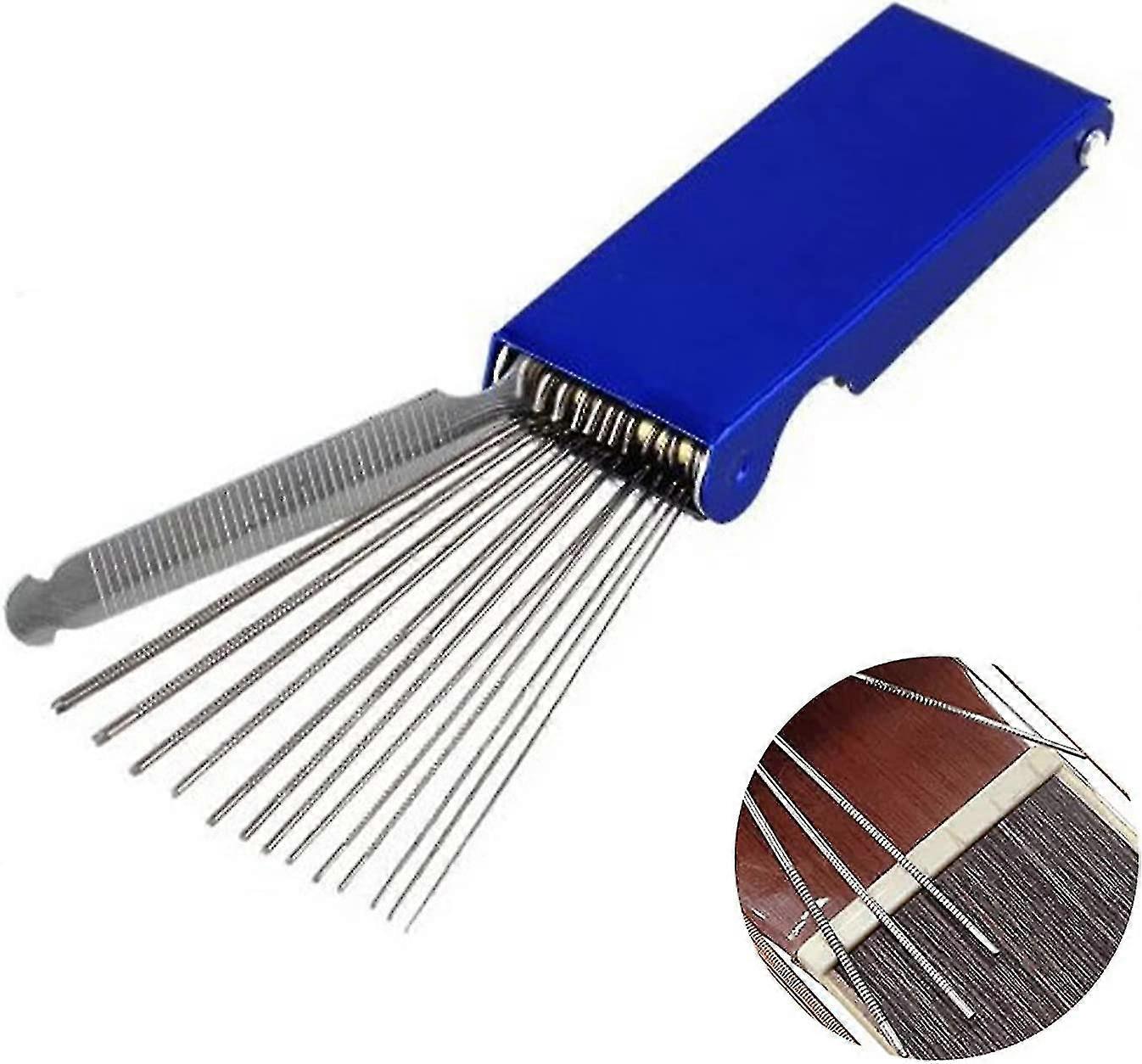 Stainless Steel Guitar Bridge Saddle File Set With 13 Sizes Sanding Needles, 1 Flat File