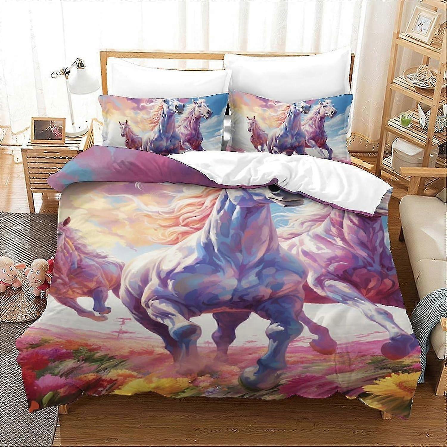 J2590 Lençóis Conjunto de capa de edredão de carro Conjunto de cama impresso esfumaçado Capa de edredom esfumaçado com fronhas de travesseiro Capa de colcha de microfibra Zíper 3 Pcs Lençóis 