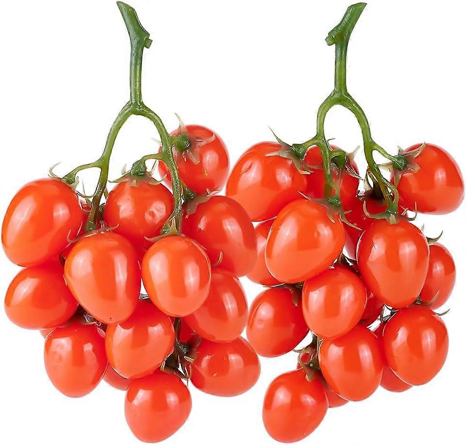 2 Pack Artificial Cherry Tomatoes Artificial Fruit Lifelike Simulation Tomato Artificial Red Tomatoes Decoration Faux Fruit Props for Home Kitchen Cab
