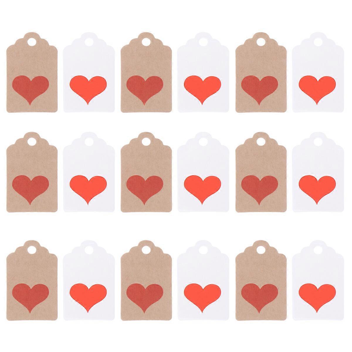 200pcs Heart Gift Tags Kraft Paper Tags Wedding Favor Gift Labels Valentine's Day Gift Wrapping (100pcs Kraft Paper + 100pcs White Card)