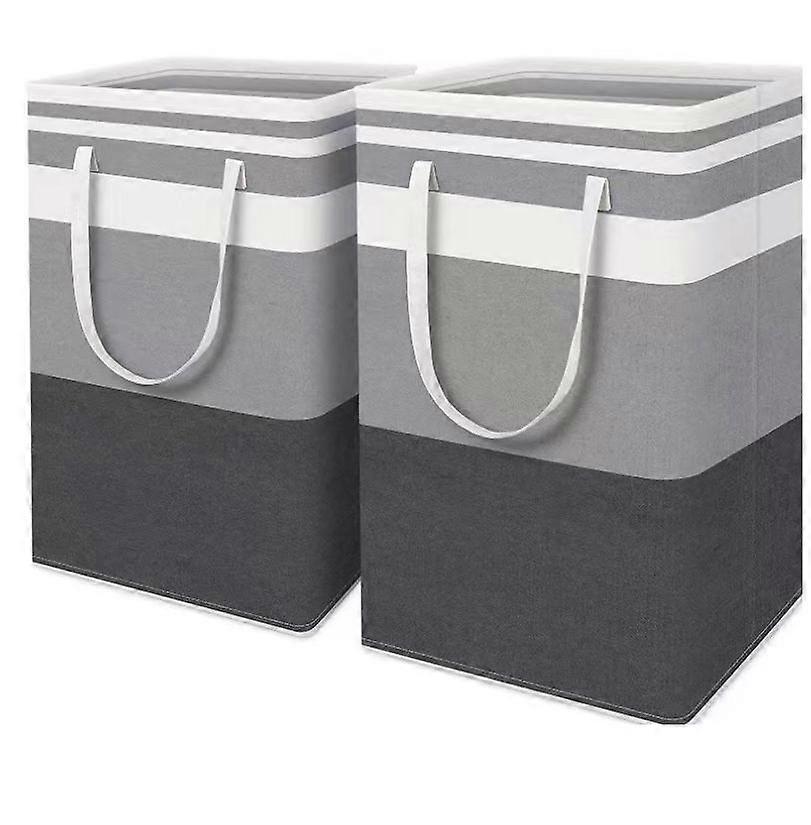2 Pack Laundry Baskets, Freestanding Laundry Hamper with Long Reinforced Handles