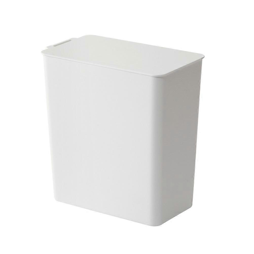 Desktop Plastic Trash Can Table Plastic Garbage Can Mini Storage Bucket with Lid (White)