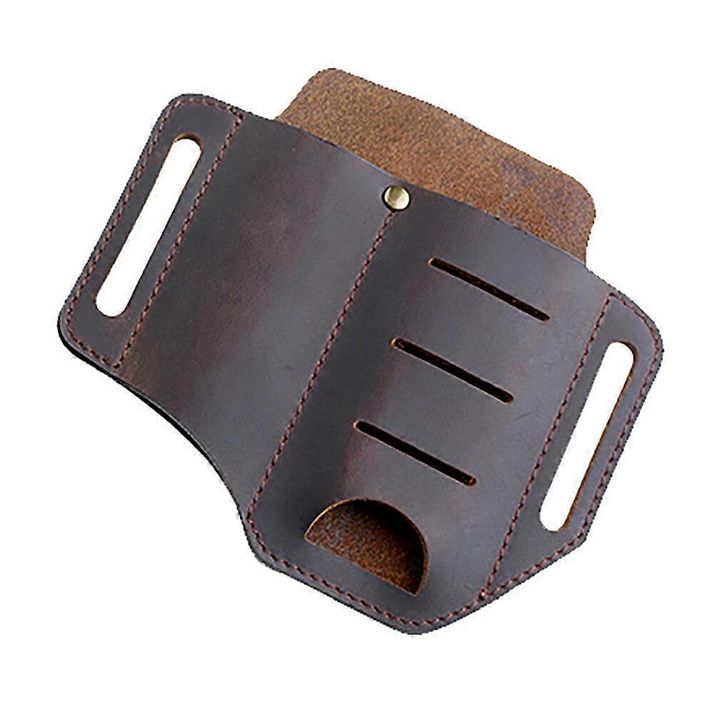 100% New Upgraded EDC Leather Sheath Waist Holster Belt Loop Pouch for Flashlight Tactical Pen Pliers - Compact Multi-function Organizer