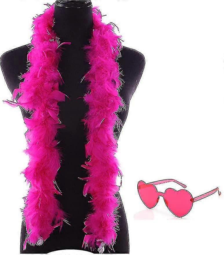 Feather Boas με Heart Rimless γυαλιά ηλίου4 ft Chandelle Feather Boa για Bachelor Party Απόκριες Κοστούμι Αξεσουάρ