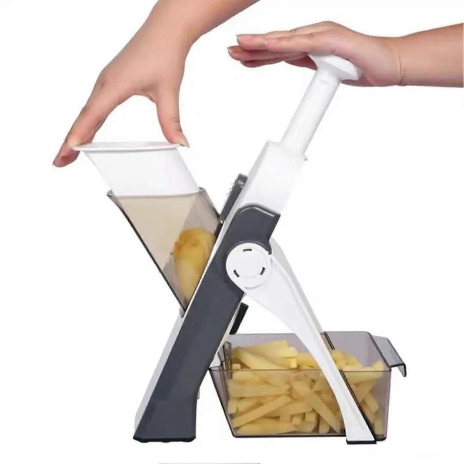 JiKaiX Countertop Vegetable Slicer with 5 Blades Thickness Adjustable Multifunction Carrot Potato Radish Veggie Cutter Tool Kitchen Gadgets