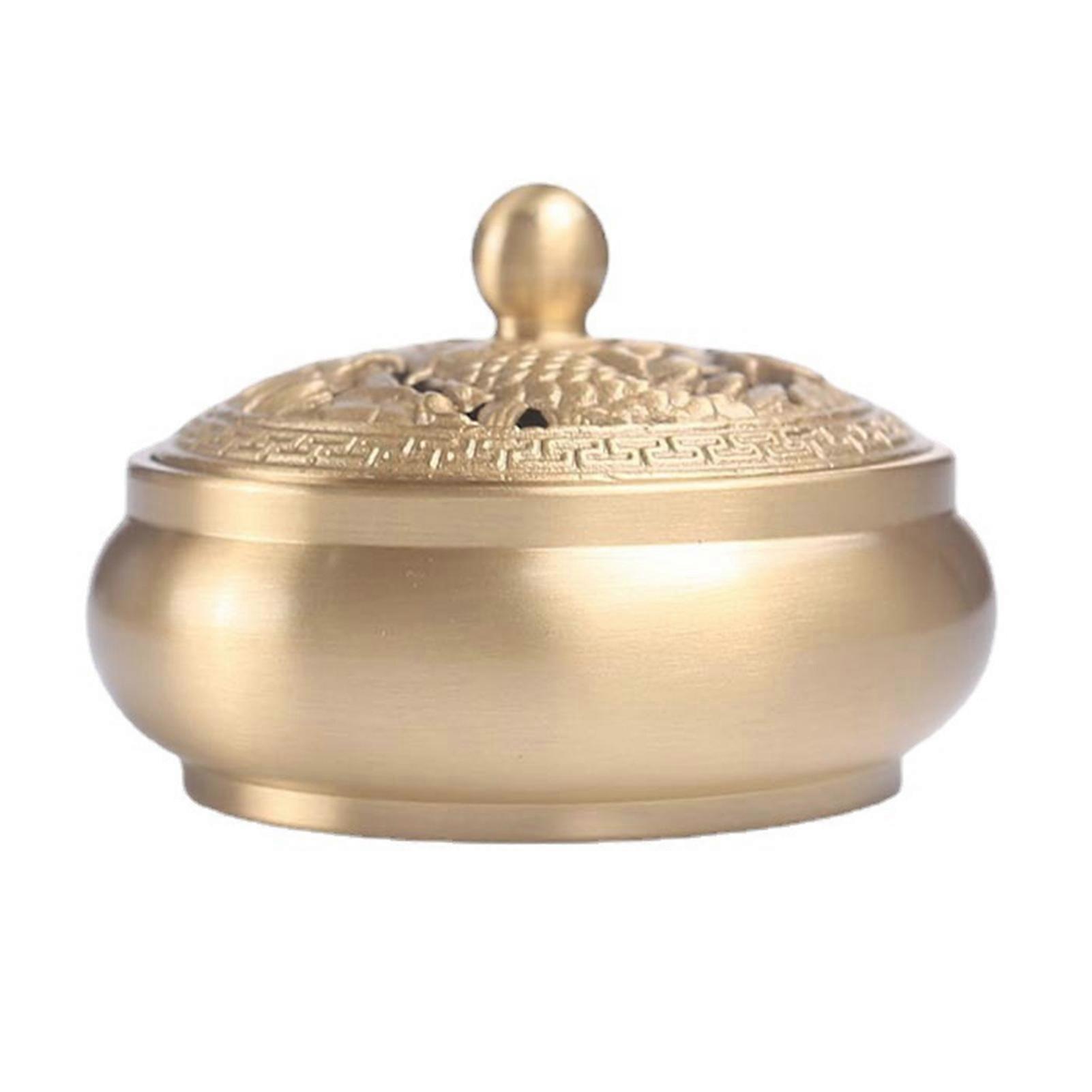Engraving Incense Burner with Lid Electroplating Decorative Double Fish Carve Censer Holder Home Decor