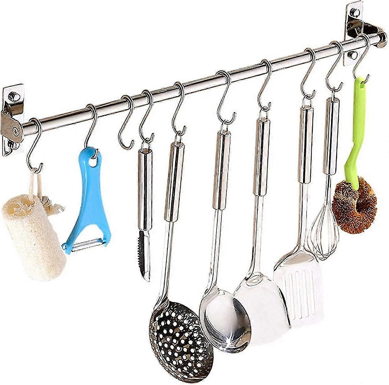 Multi-function Stainless Steel Kitchen Shelf, Wall Mounted Pot Rack, Stainless Steel (40cm)