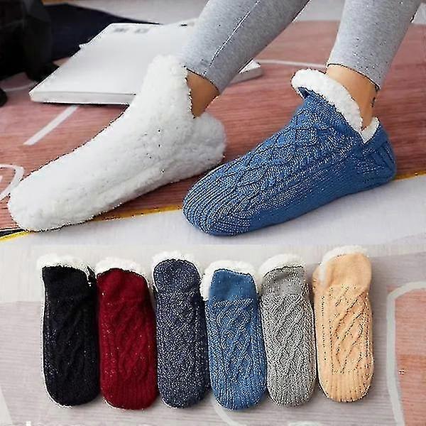 Men Women's Winter Super Soft Warm Floor Sock Cozy Fuzzy Fleece-lined With Grippers Slipper Socks Floor Shoes
