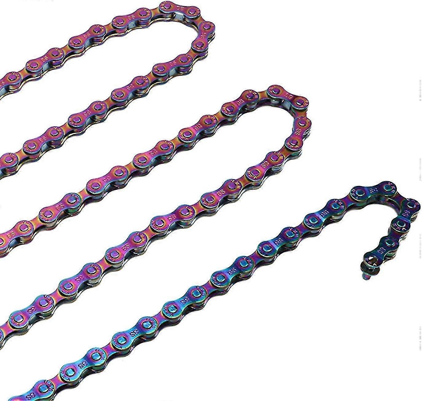 Bike Chain, Bicycle Chain Rust Proof Colorful Electroplating 6 7 8 Speed Chain For Road Mountain Bikes Dazzling Color)