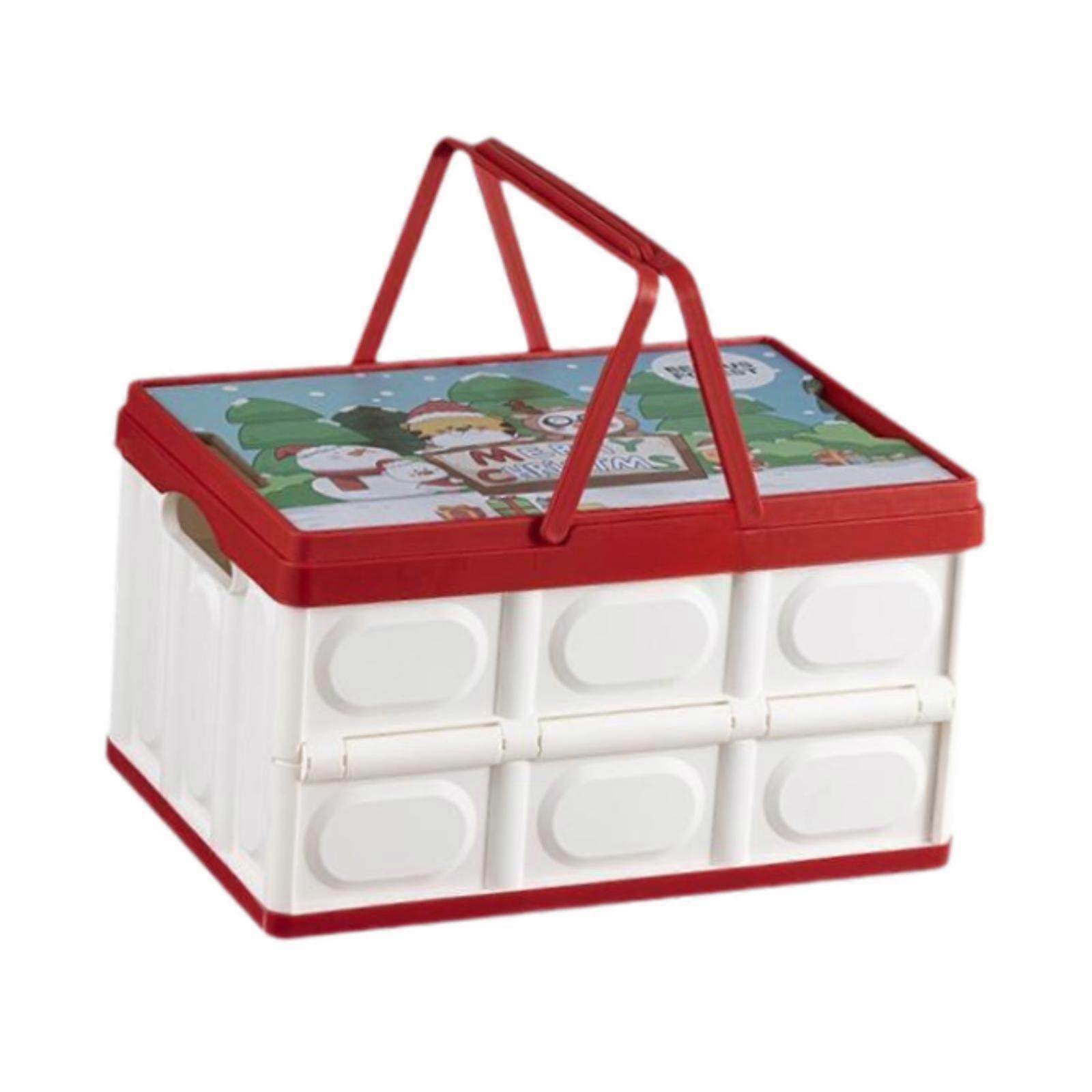 Foldable Storage Box Container Stackable Portable Crates for Snack Toy Books white red non handle