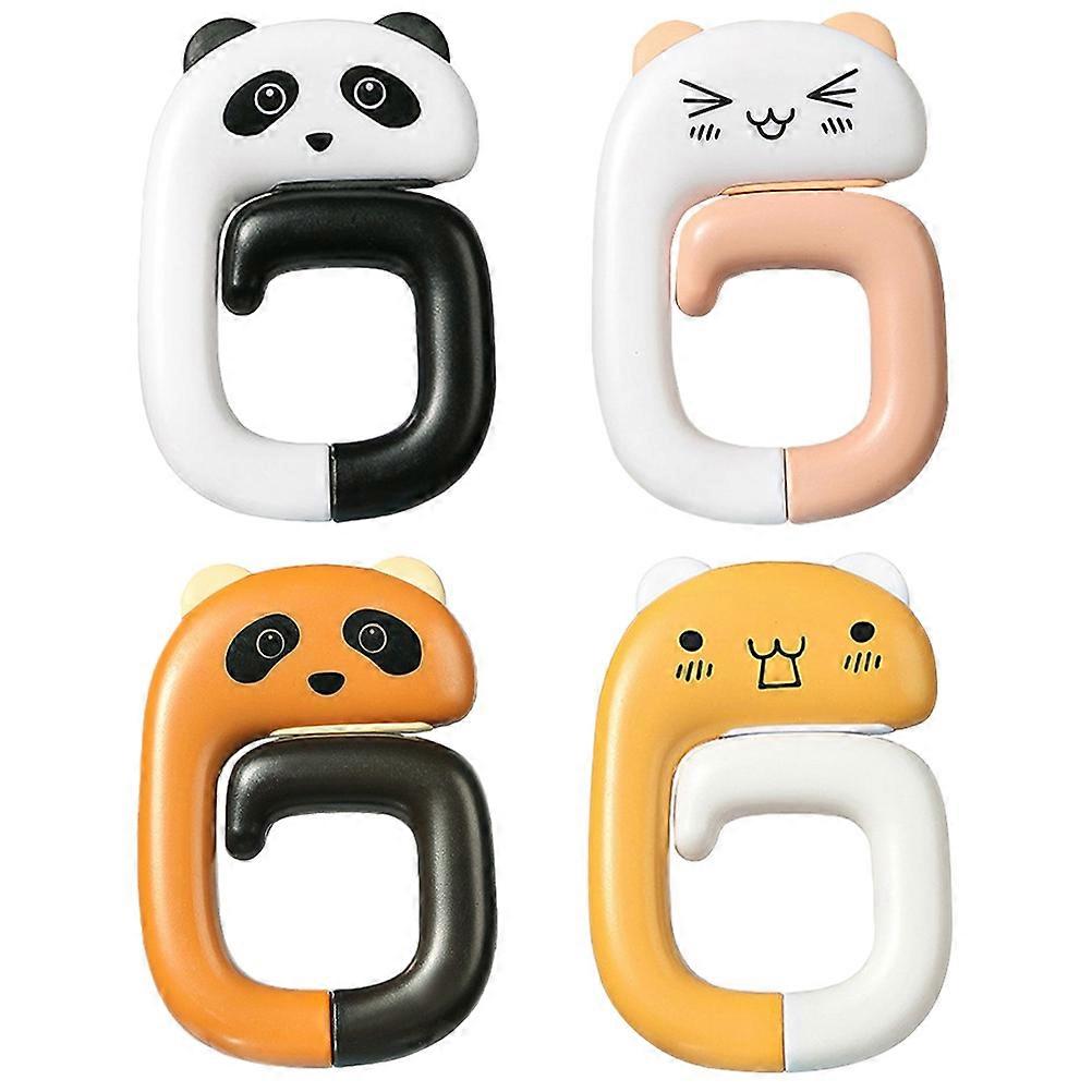 4pcs Bendable and Foldable Panda Hook Key Chain Hook Bag Hook for Home Office