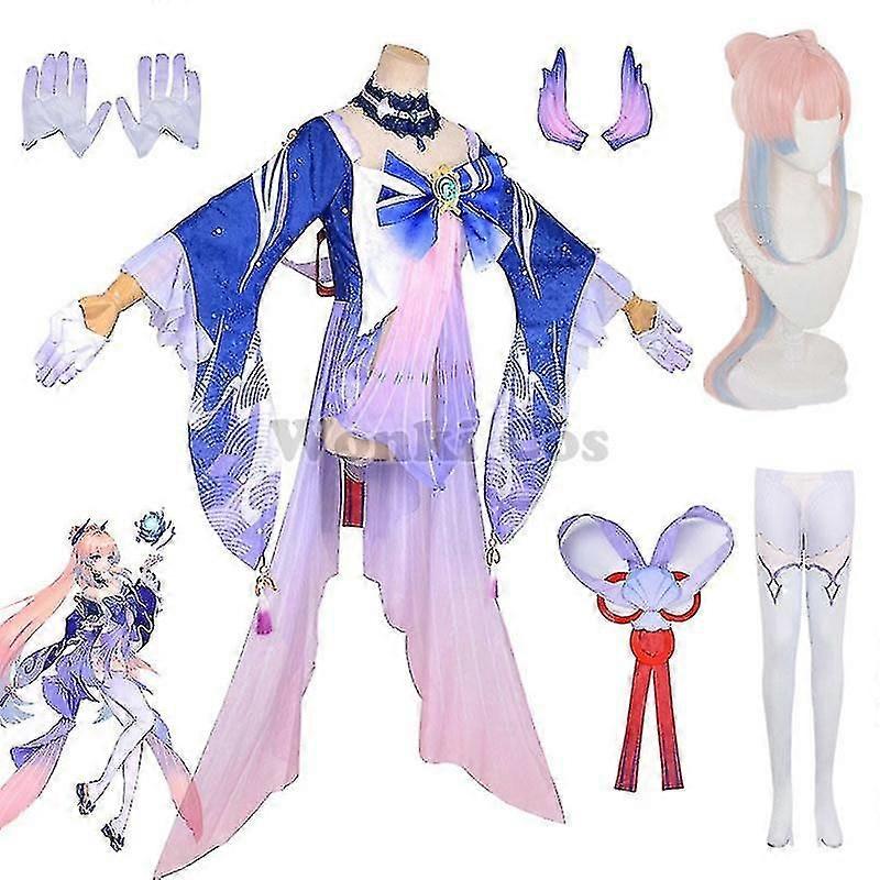 Game Genshin Impact Sangonomiya Kokomi Cosplay Costume Wig Hair Halloween Party Costumes Genshin Cosplay Wig-i