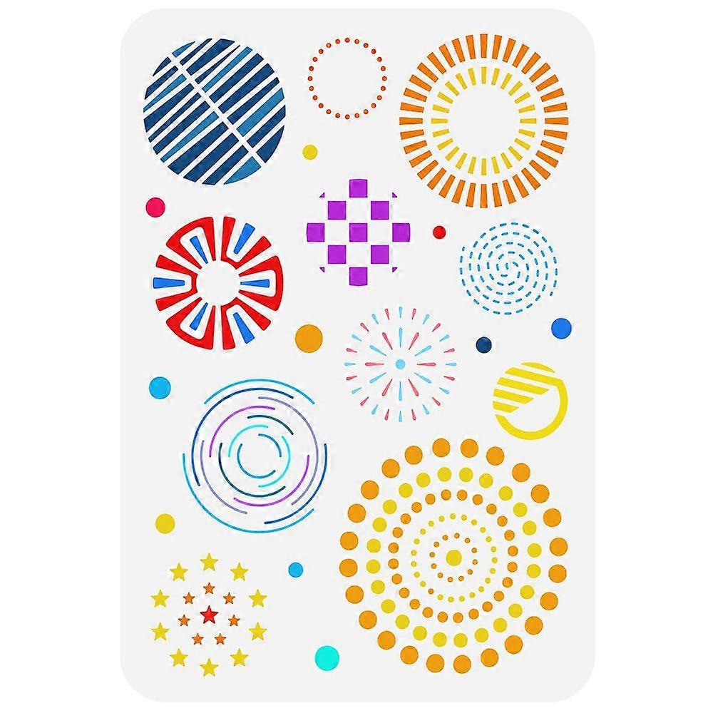 1pc Plastic Drawing Painting Stencils Templates for Painting on Scrapbook Fabric Tiles Floor Furniture Wood Rectangle Round Pattern 29.7x21cm