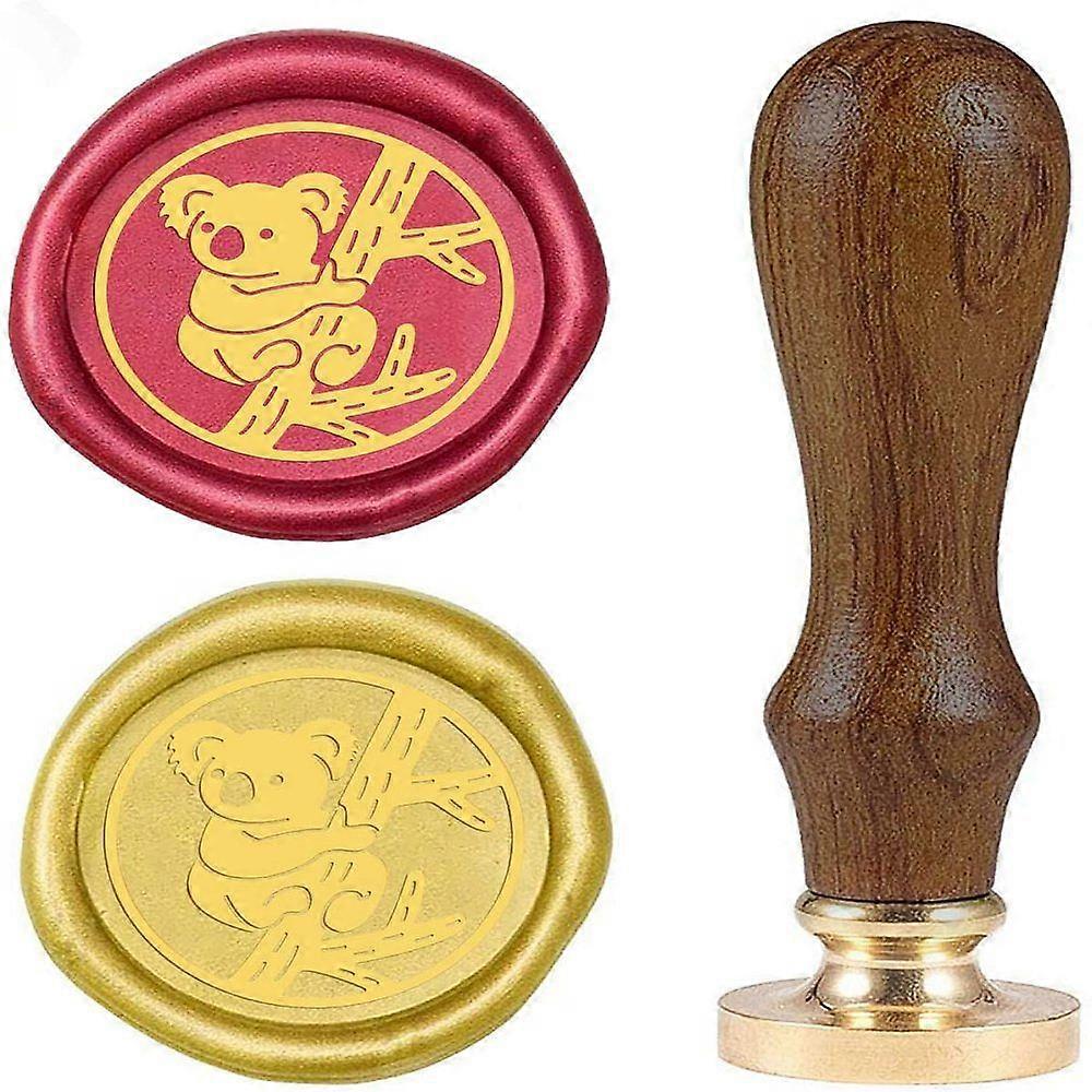 Wax Seal Stamp Koala Retro Sealing Wax Stamp Animal Pattern with 25mm Removable Brass Head Wooden Handle for Envelope Card Package Decoration