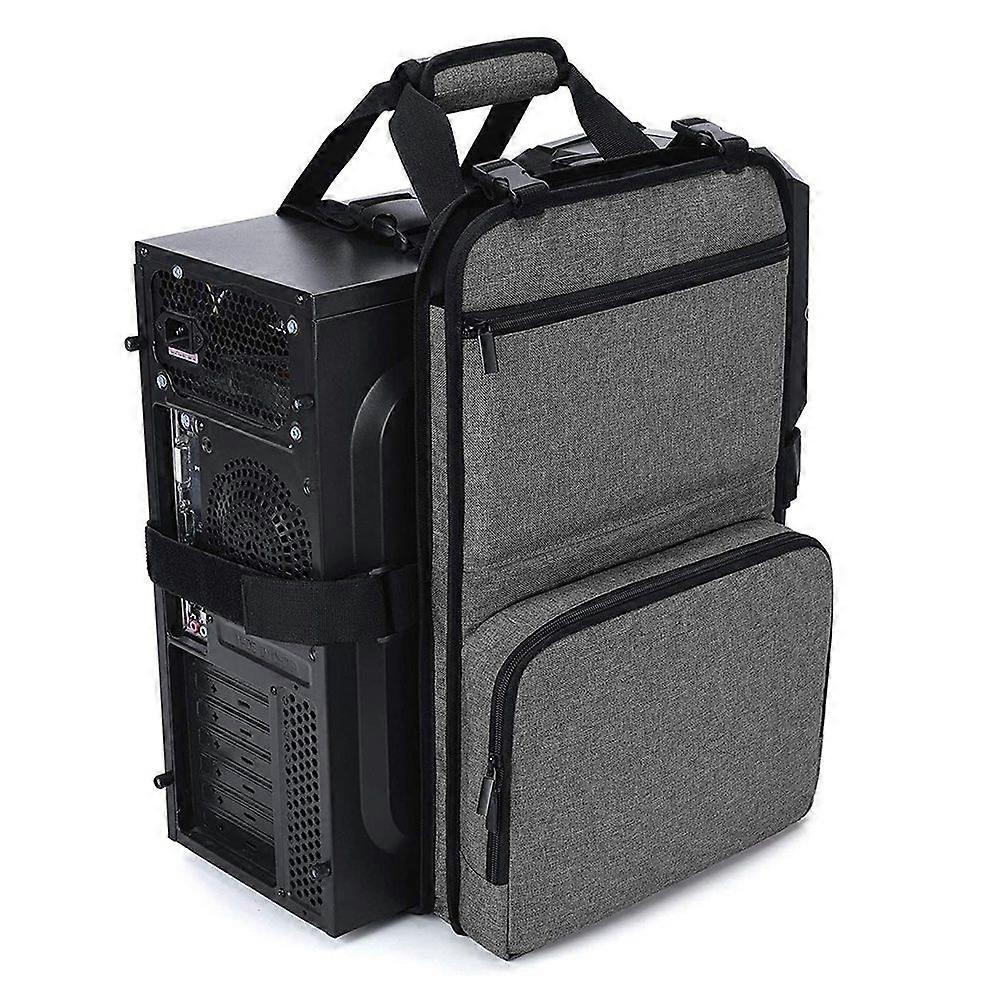 Desktop Computer Case Belt Holder Desktop Carrying Case with Pockets for Keyboard Cable Headphone f