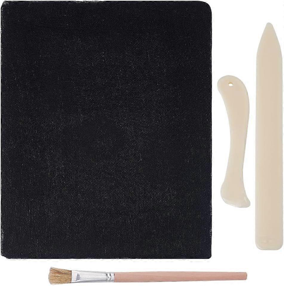 Book Binding Cloth Kits Binding Tools Set with 2Sheets Black Cotton Cloth Fabric Book Cloth 2pcs Bone Folder Paper Creaser 1 Brush for DIY Bookbinding