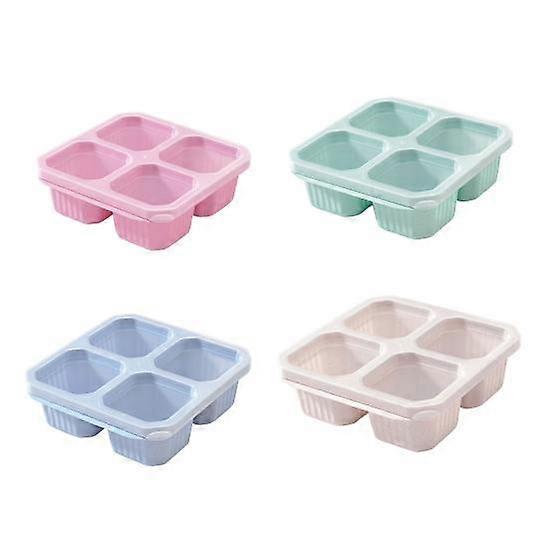 4 Pcs Kids Boxes with 4 Compartments Containers Reusable Easy-Open Lid Snack Snack for Adults Stackable Food Storage
