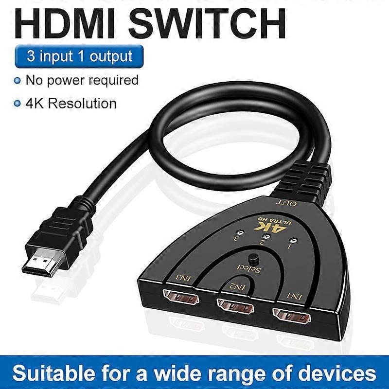 3 Input 1 Out HDMI Switcher Splitter 4K 1080P HDMI-compatible Switch for PS4 XBOX DVD HDTV TV Box