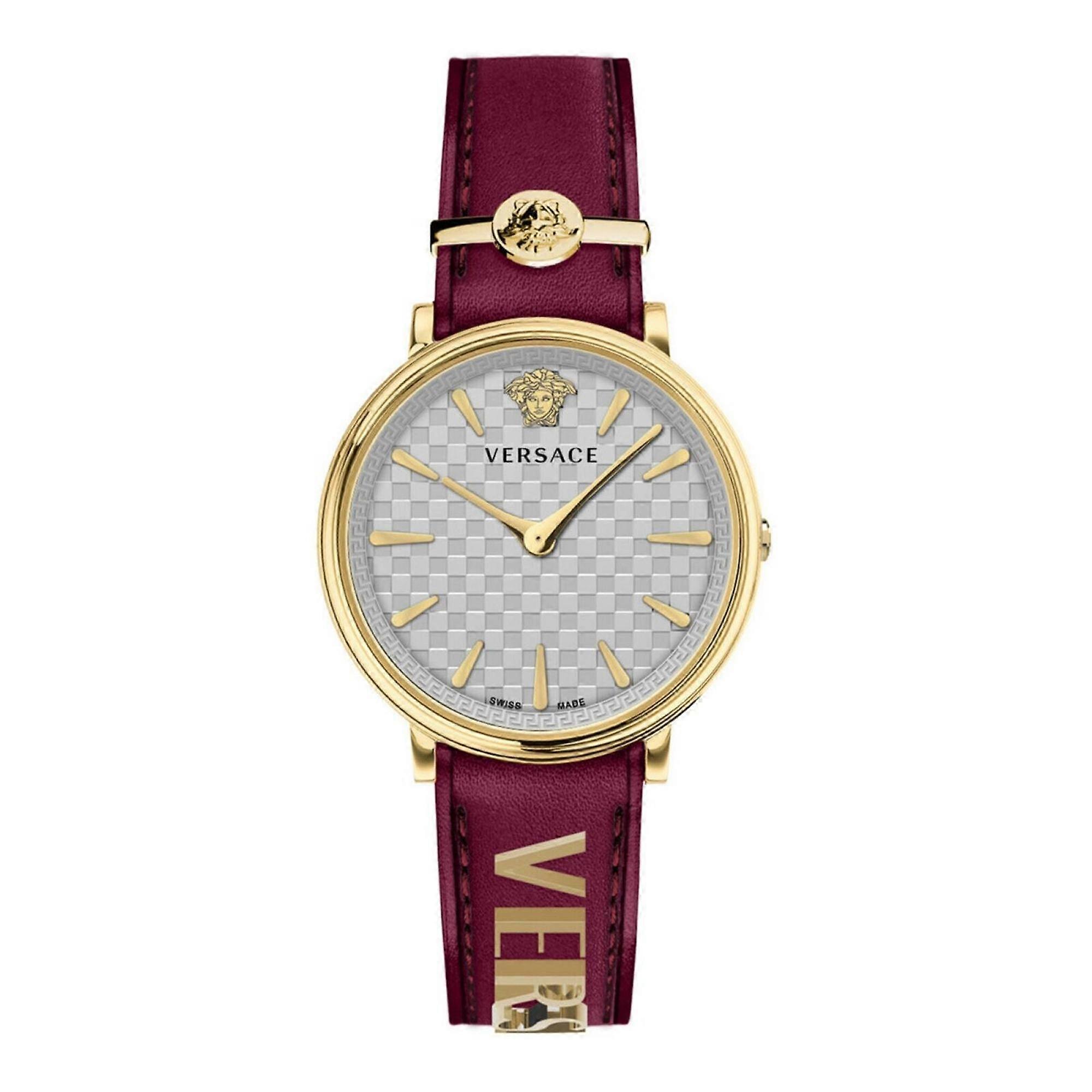 Versace 女士手表手表 V 形圆圈 VE8104322 皮革