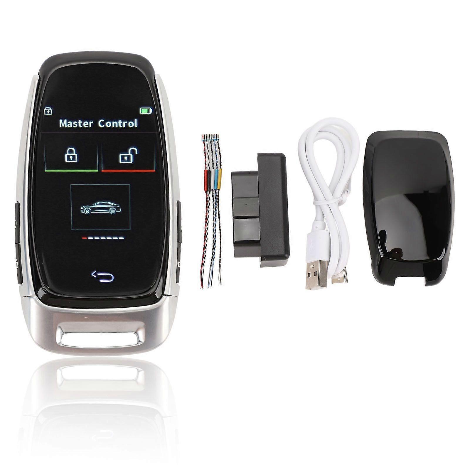 Smart Remote Autoschlüssel 13 Sprachen Keyless Entry Auto Lock Schlüsselanhänger mit LCD-Bildschirm Autoschlüsselanhänger Ersatz für One-Click-Start Auto Silber MK172