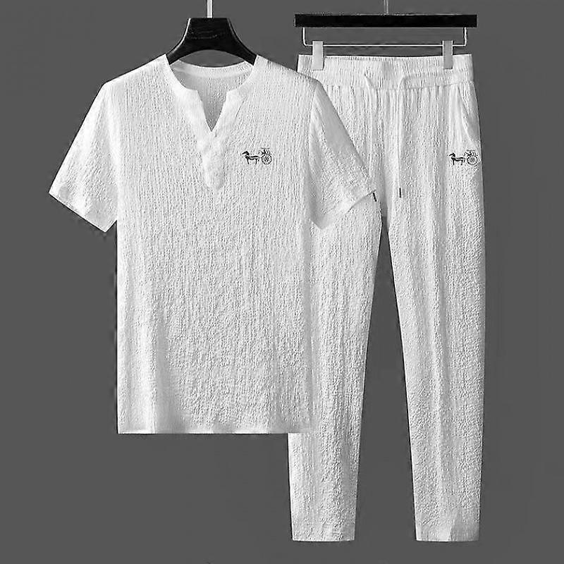 Man's Summer Breathable Lightweight Sports Suit Short Sleeve + Pants 2-piece Set