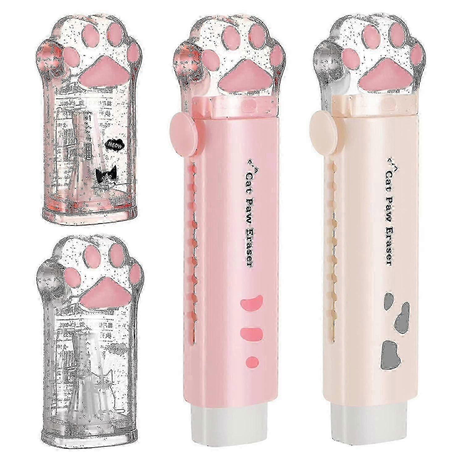 4 Pcs Cute Paw Pencil Sharpener And Paw Shaped Retractable Eraser Kawaii Pencil Sharpener School Su
