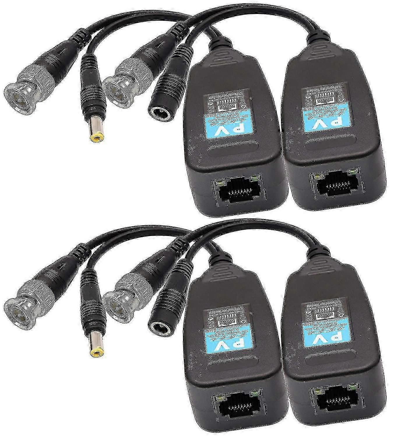 K Rj45 To Bnc Video Balun Transmitter Receiver Hd-cvi/tvi/ahd/cvbs With Power Connector For 1080p 3mp 4mp 5mp 8mp Cctv System Surveillance Camera Dvr