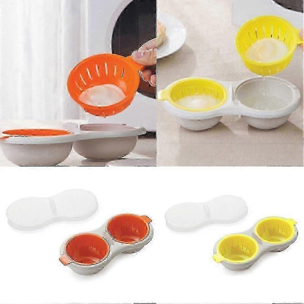 Microwave Egg Poacher Food Grade Cookware Double Cup Egg Boiler Kitchen Steamed Egg Set Microwave Ov