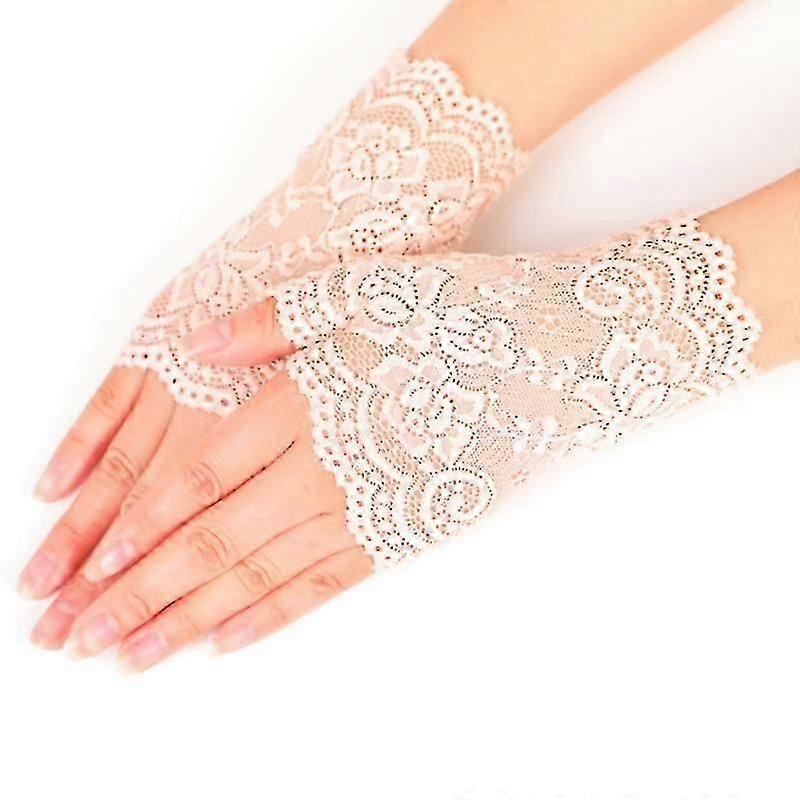 レース手袋レース花手袋日焼け止めハンドカバーハーフフィンガーグローブ-良い