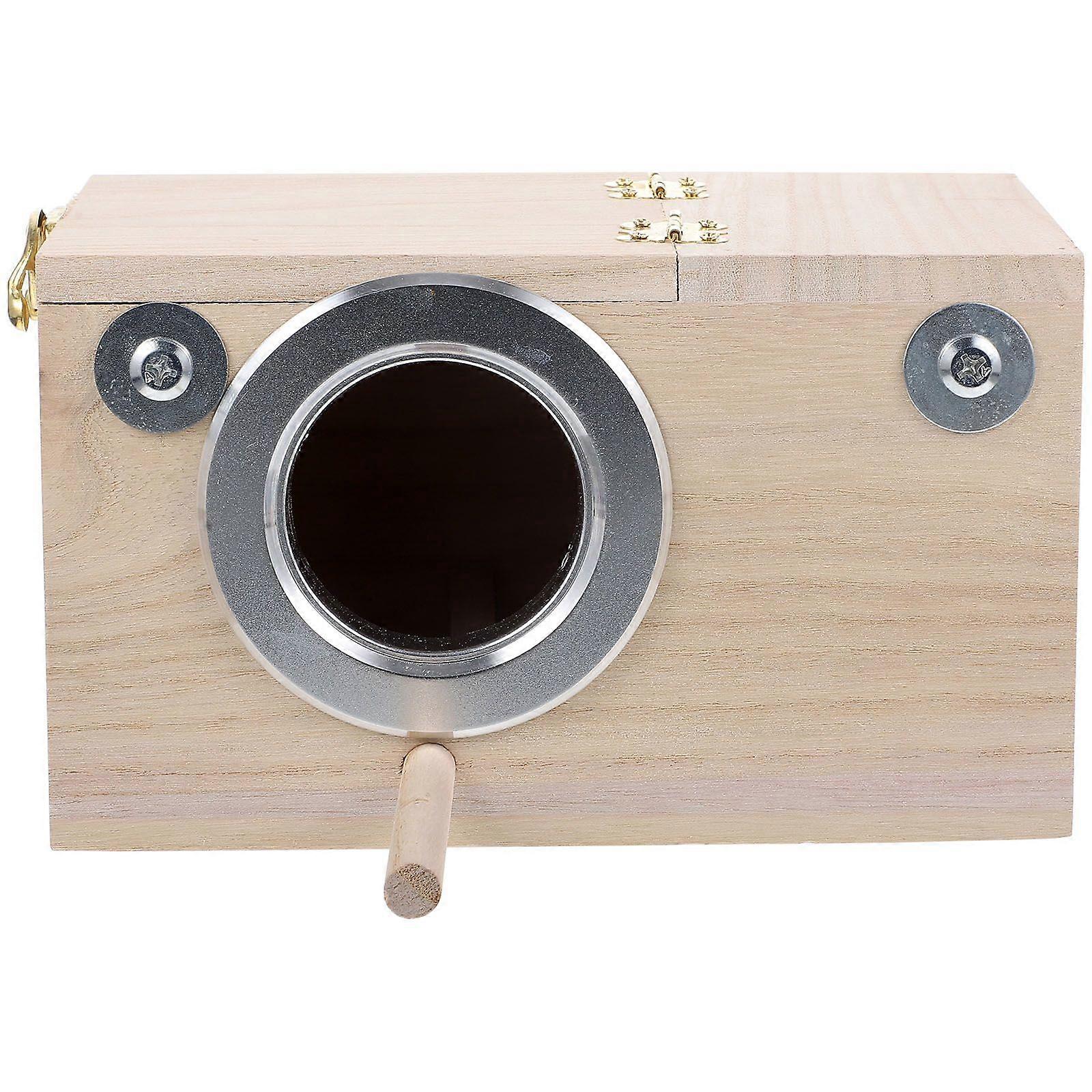 Bird Breeding Nest Parakeet Nesting Box Natural Wood House Parrots Mating Box