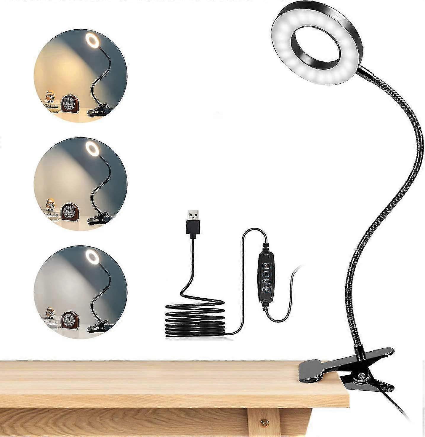 Ring Light, Flexible Gooseneck Clip - on Design, USB - Powered with Dimmable Function and Multiple Lighting Modes