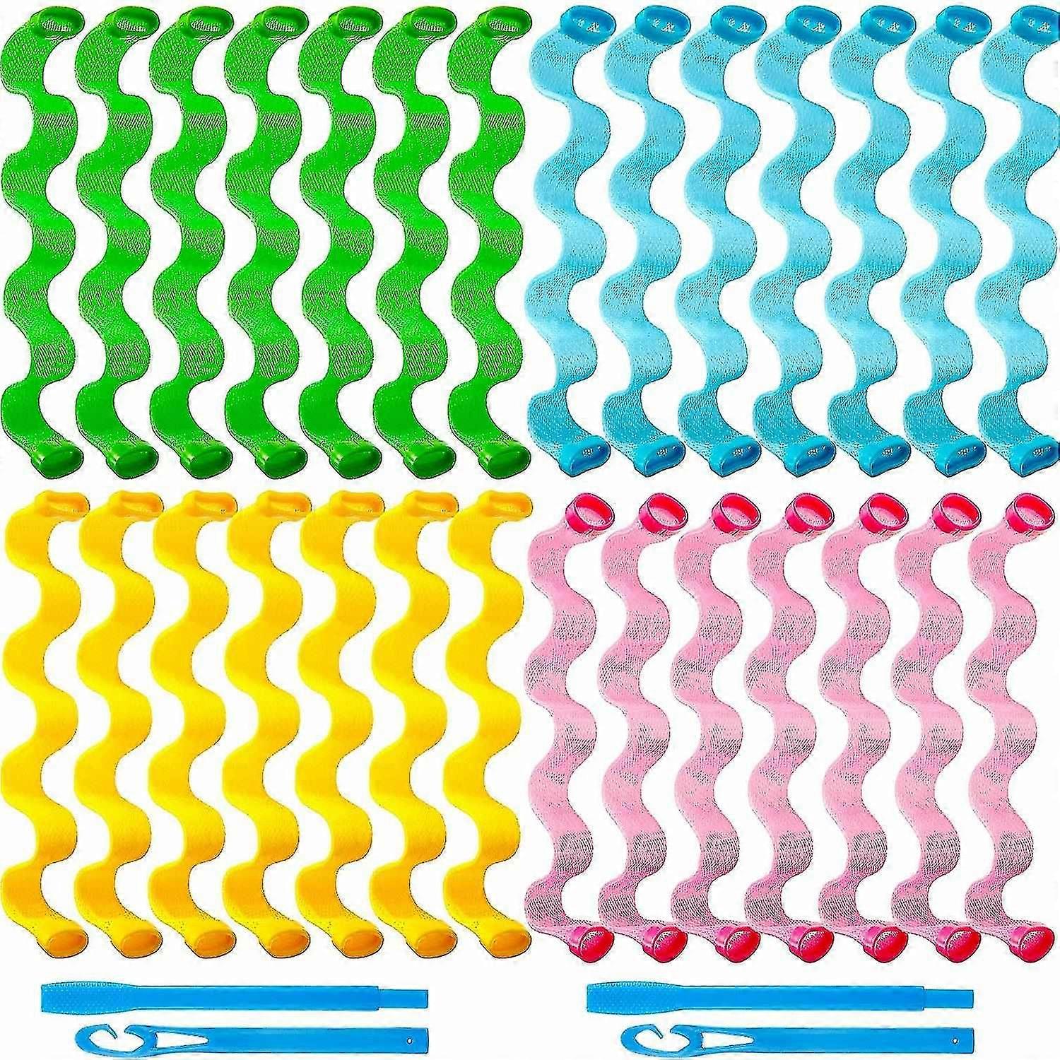 28 Adet Saç Kıvırıcı Spiral Bukleler Hayır Isı Dalgası Saç Kıvırıcı 25 Cm