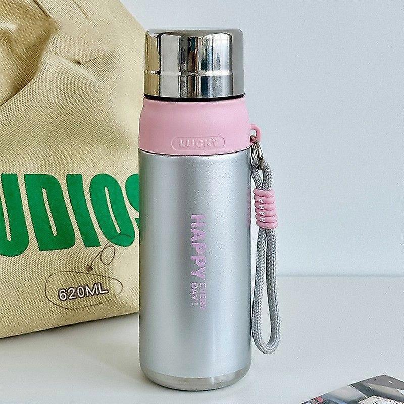 20 Oz Stainless Steel Insulated Sports Water Bottles with Straw for Kids,Men and Women-Silver