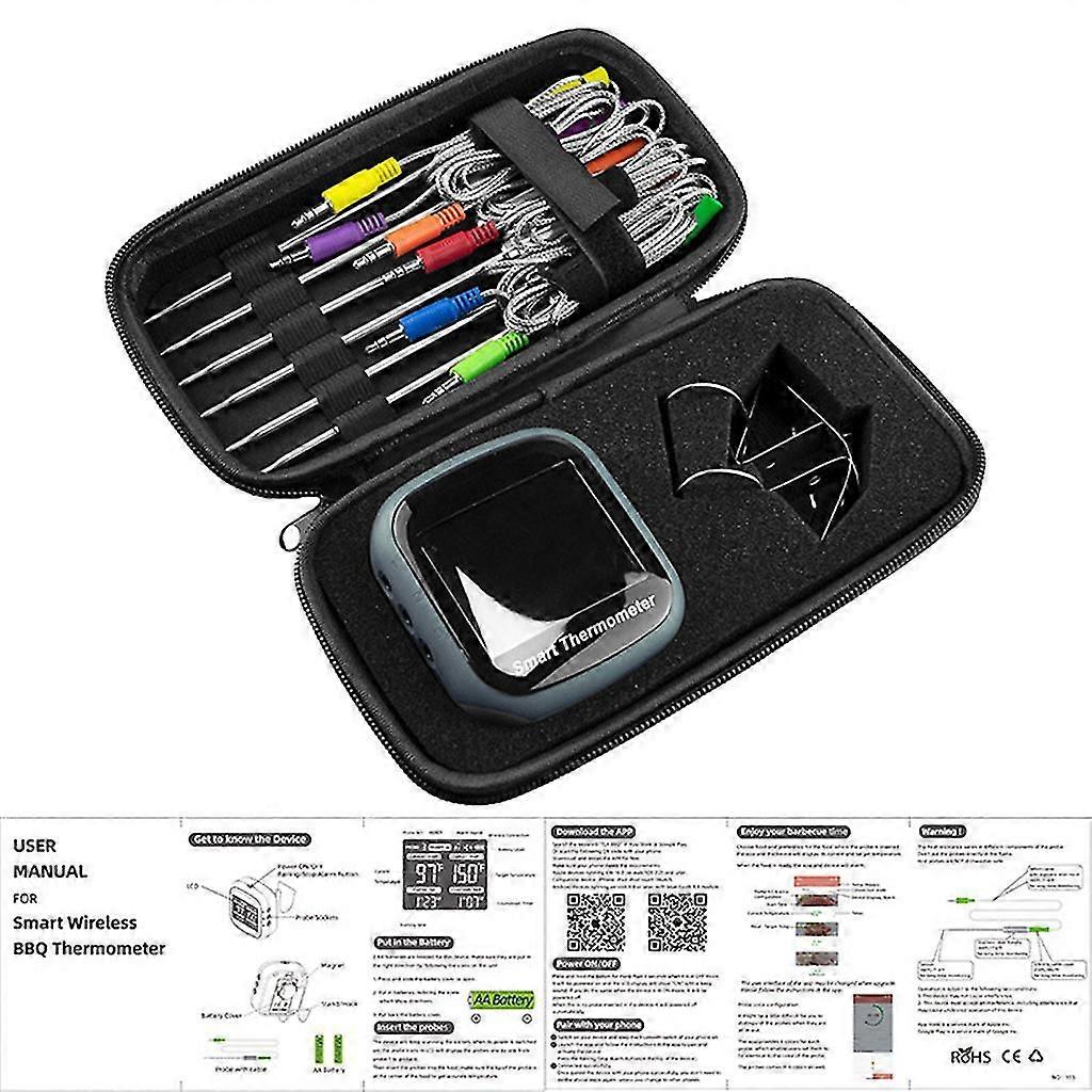 -50 ~ 300 kötttermometer mattermometer med 6 sondtimerläge kött för grill