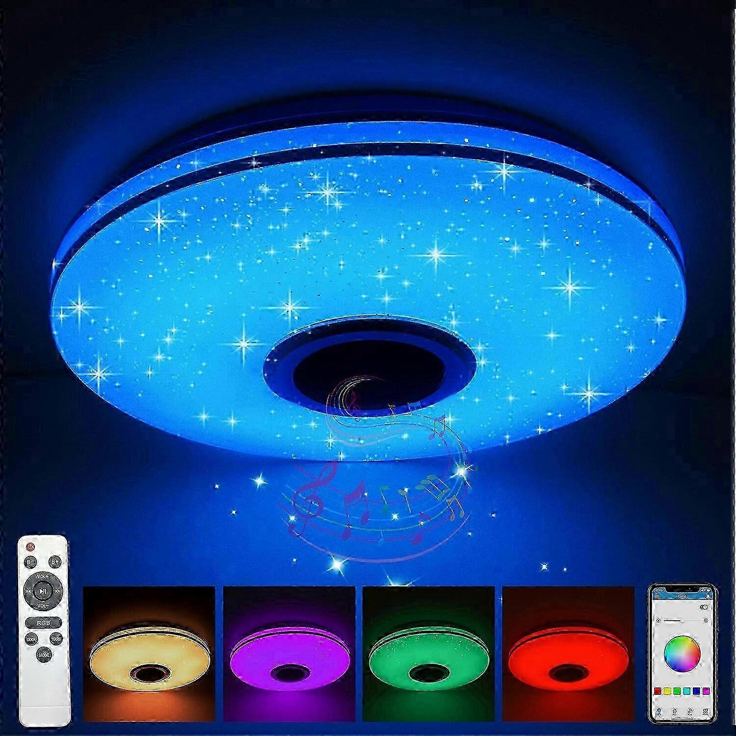LED Ceiling Light Dimmable RGB Colour Changing with Bluetooth Speaker, LED Lamp for Kitchen, Childre