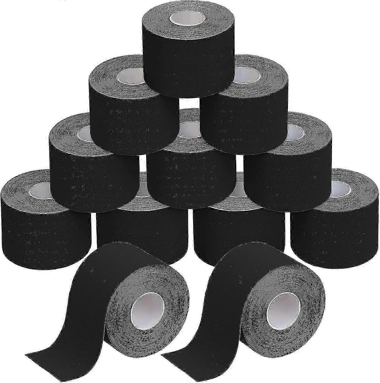 Sport 12 Rolls Kinesiology Tape 5 M X 5 Cm Many Colors E-book Application Examples Mcle Support Elastic Strapping Tape, Colour:white