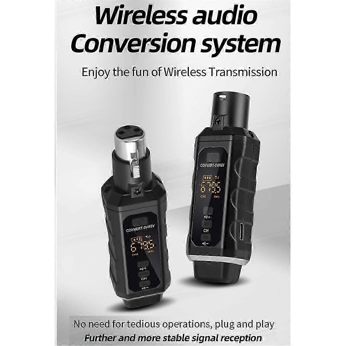 UHF XLR Adaptersystem Drahtloses Mikrofon Sender Empfänger System für dynamisches Mikrofon Guita