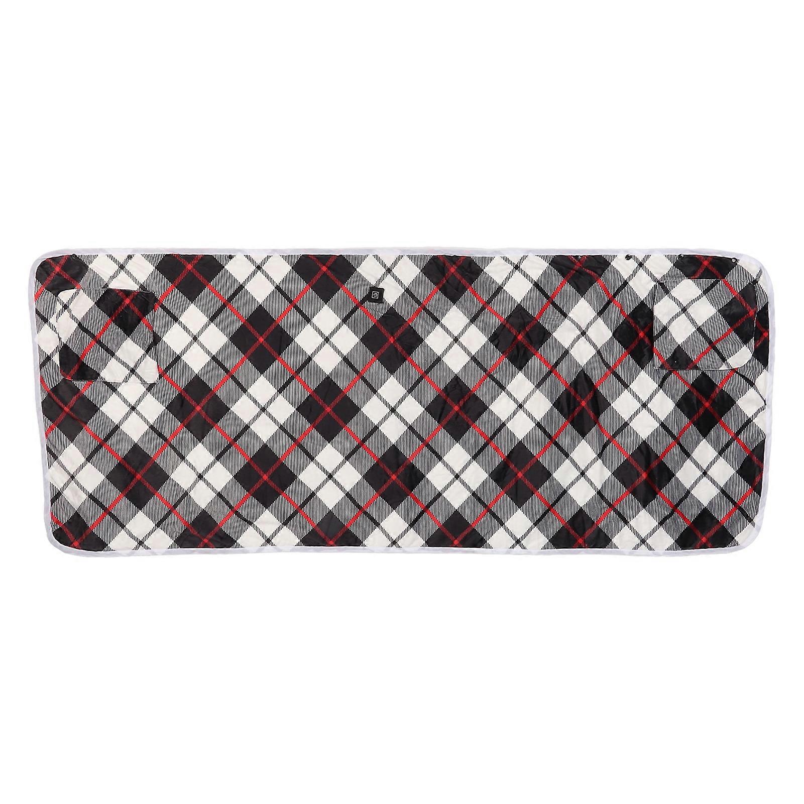 Heated Shawl USB Heating Wrap Blanket 3 Level Plaid Pattern with Button for Home