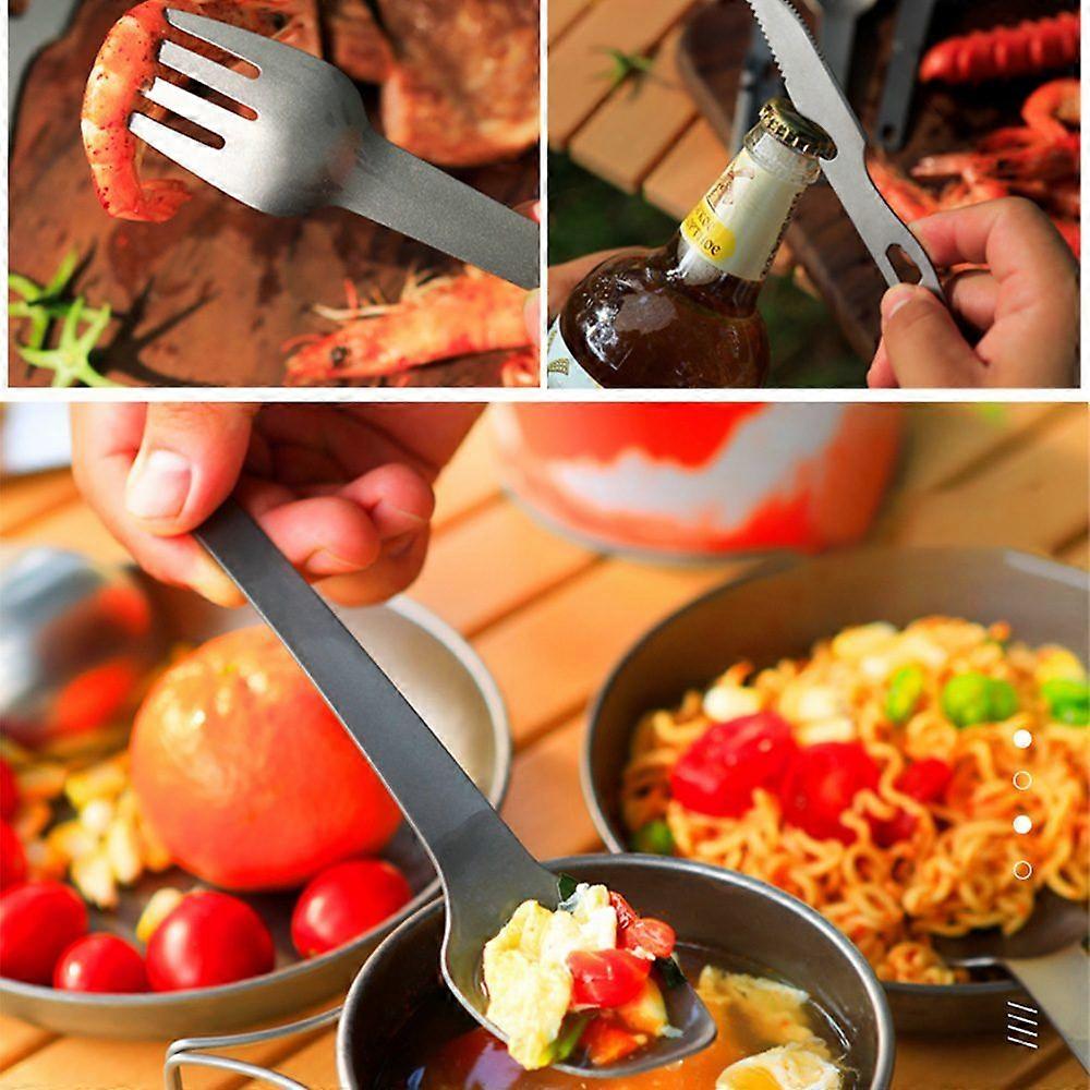 Titanium Cutlery Set: Knife, Fork, Spoon - Lightweight Camping Dishware