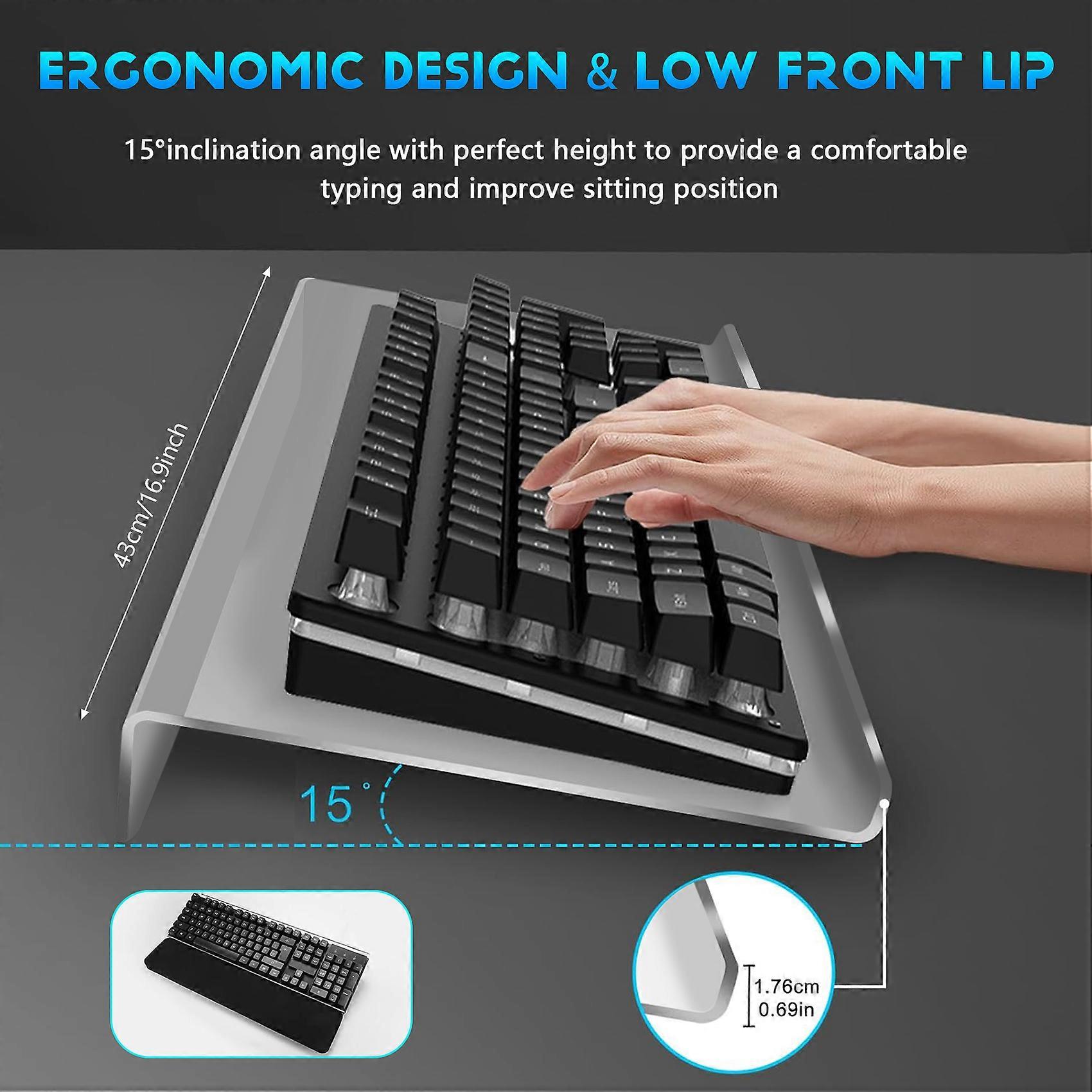 Keyboard Stand and Wrist Pad, Tilted Keyboard Riser with Wrist Rest, Ergonomic Office Desk Part for