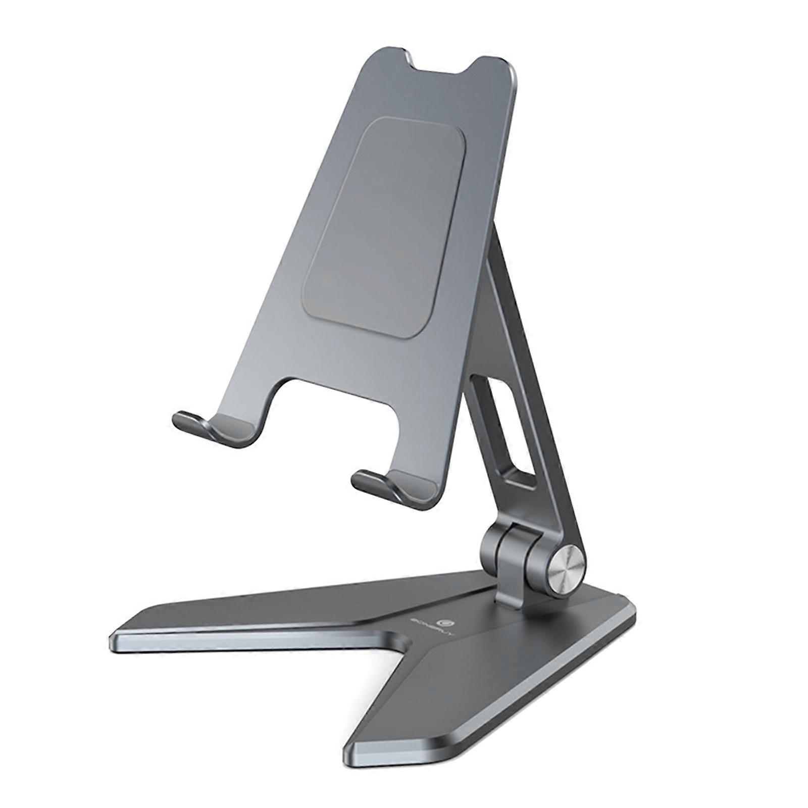 Tablet Stand Foldable Tablet Holder Aluminum Desktop Stand Dual Adjustable Angle Non-slip for Mini / Air Gray