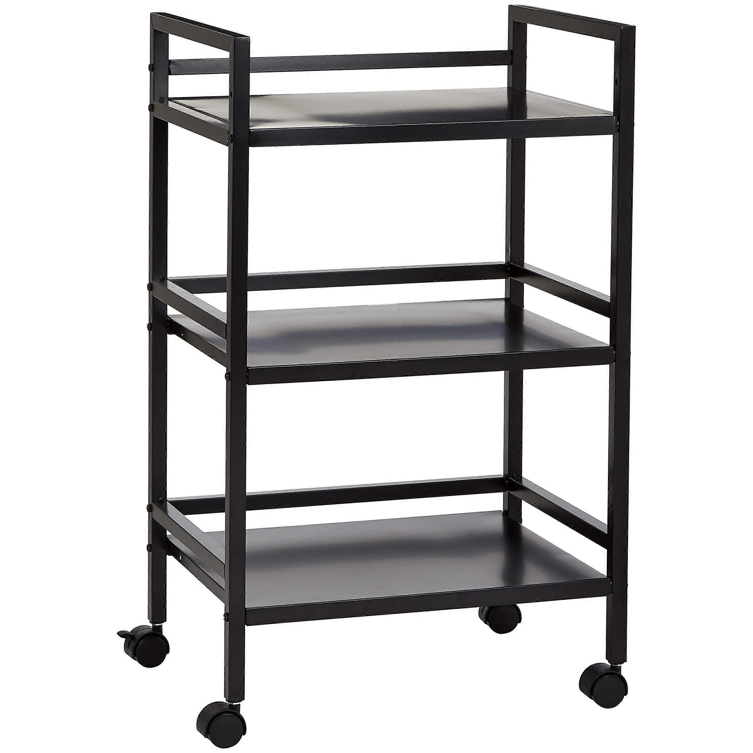 Foldable Metal Wheeled Cart Black, Steel Frame, Portable Utility Cart, Compact Size